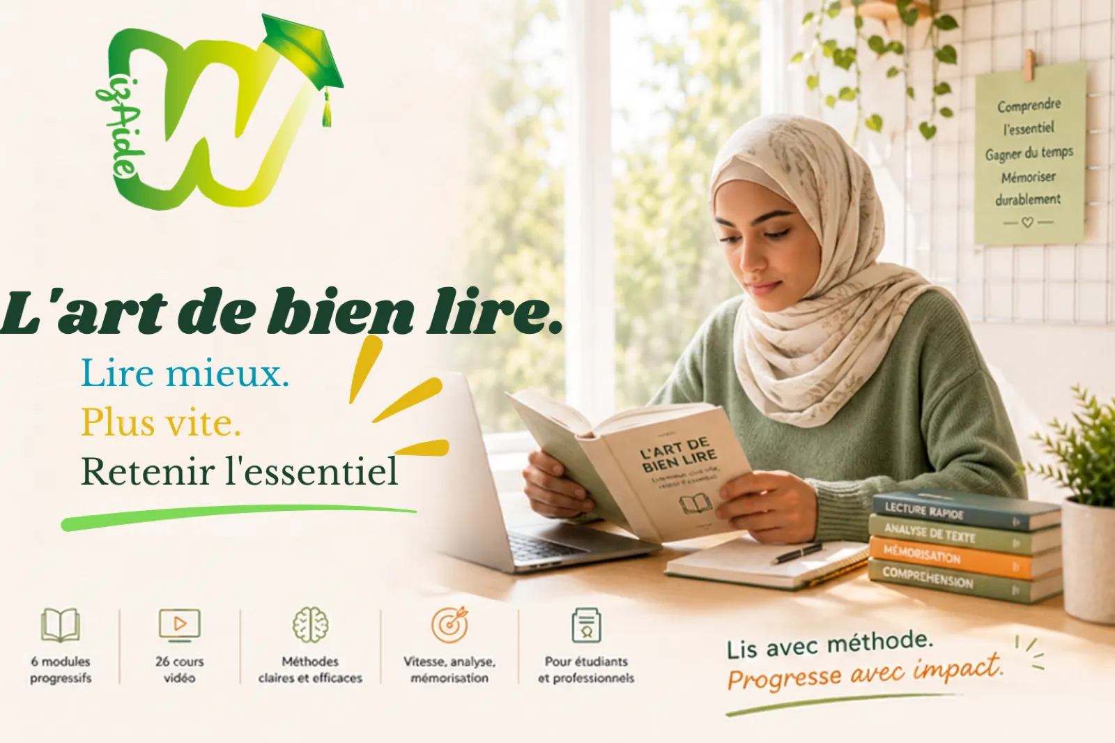 Bibliothèque jaune du Centre WizAide à Marrakech — espace dédié à la lecture et au travail concentré